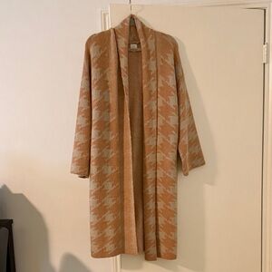 Women's Tan and Cream Open Front Coat